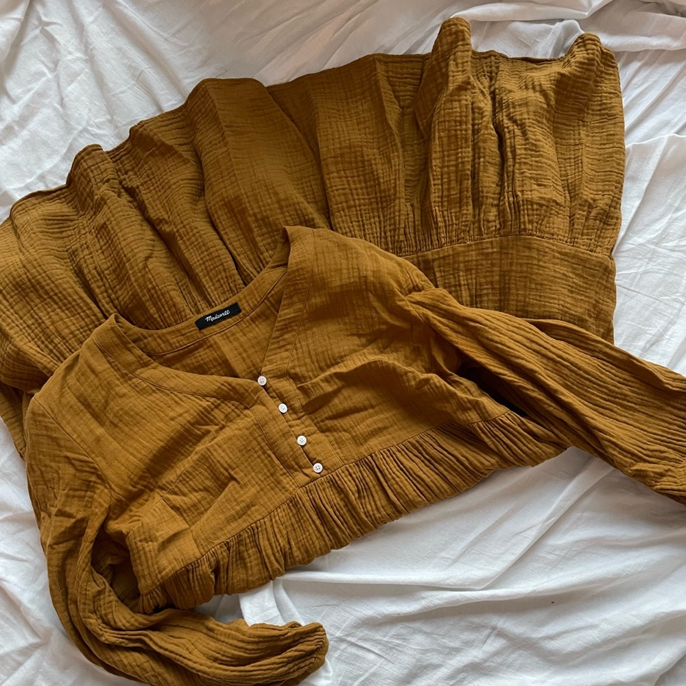 madewell yellow linen dress